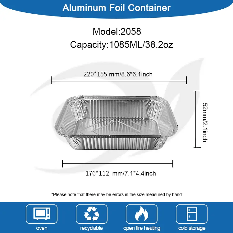 Одноразовая барбекю для барбекю Серебряная алюминиевая фольга контейнеры