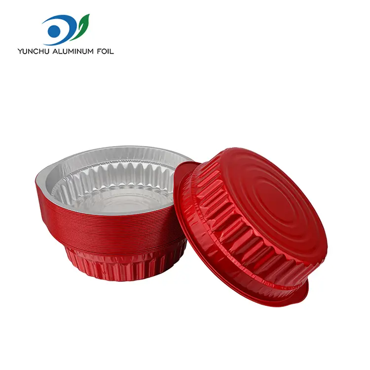 Одноразовые горшки с горячими горшками и сковородки красные алюминиевые контейнеры