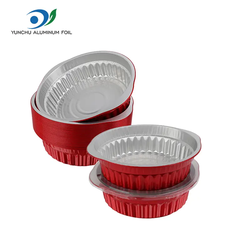 Одноразовые горшки с горячими горшками и сковородки красные алюминиевые контейнеры