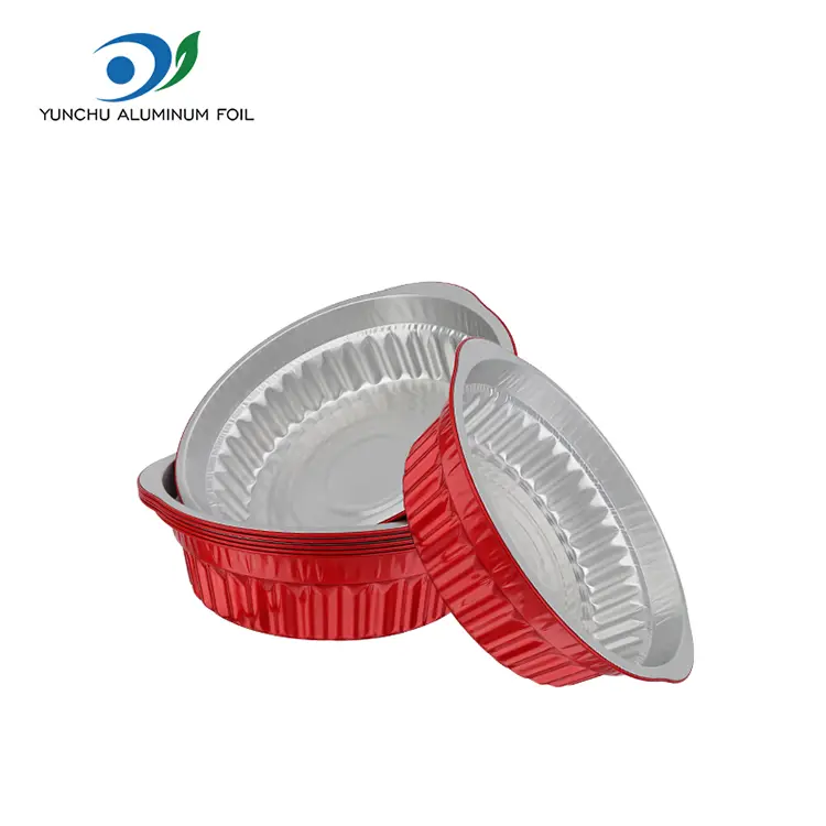 Одноразовые горшки с горячими горшками и сковородки красные алюминиевые контейнеры
