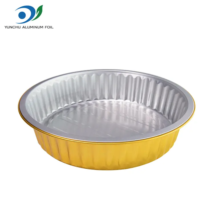Одноразовые лотки для барбекю Золотые круглые алюминиевые контейнеры