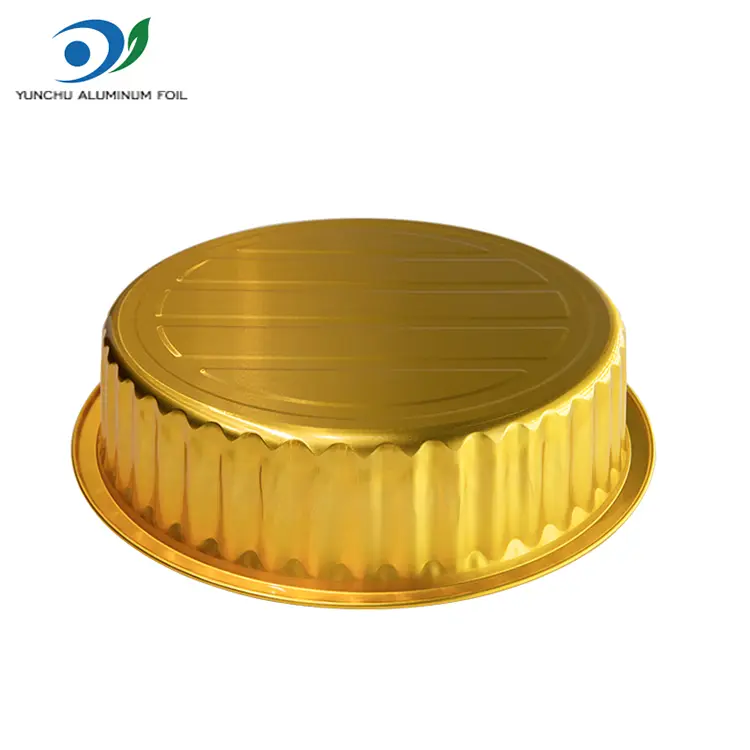 Одноразовые лотки для барбекю Золотые круглые алюминиевые контейнеры