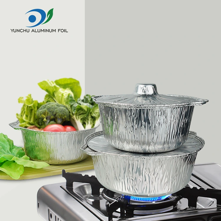 Одноразовые горшки с горячими горшками и сковороды серебряной алюминиевой фольги