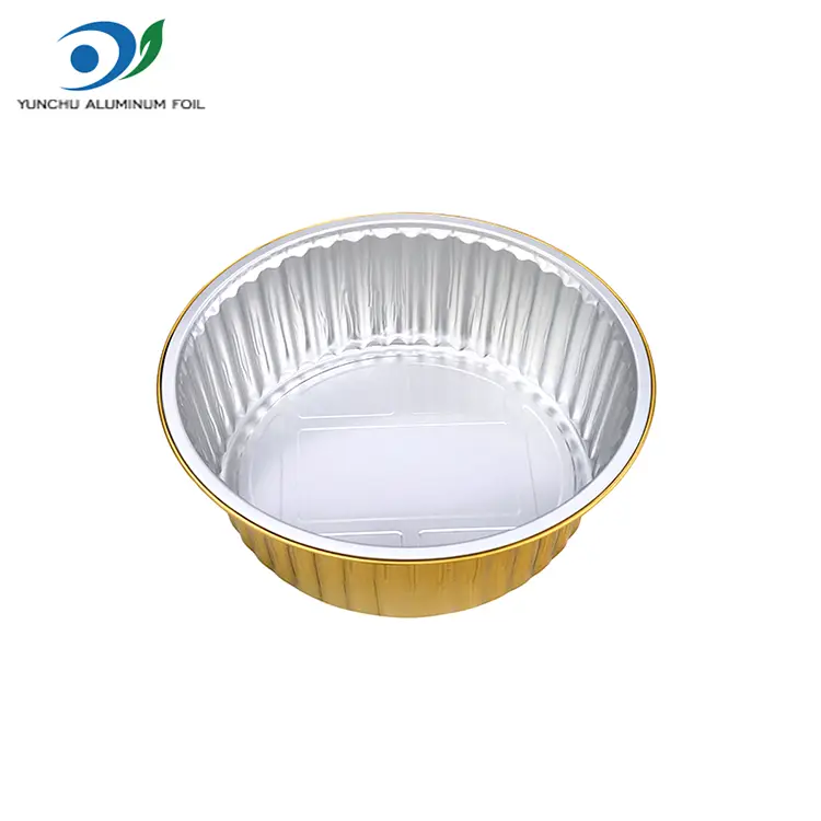 Одноразовые лотки для барбекю Золотые круглые алюминиевые контейнеры