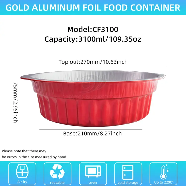 Одноразовые горшки с горячими горшками и сковородки красные алюминиевые контейнеры