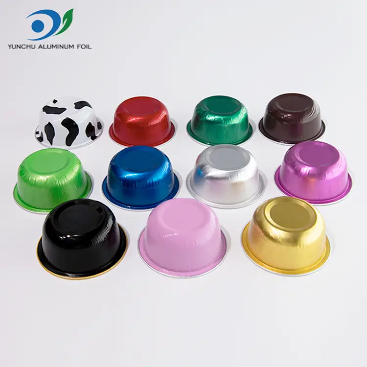 Цветные круглые контейнеры из алюминиевой фольги