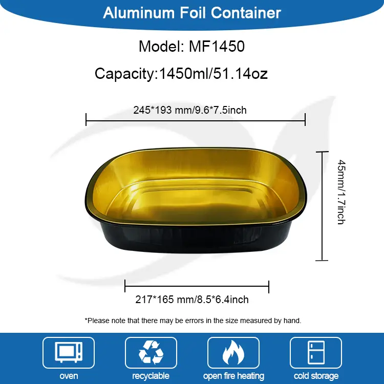 Одноразовый лоток для выпечки черного золота прямоугольные алюминиевые контейнеры фольги