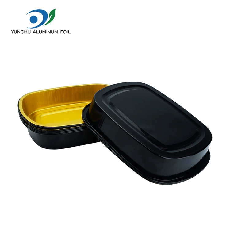Одноразовые контейнеры с черным золотом прямоугольной алюминиевой фольги