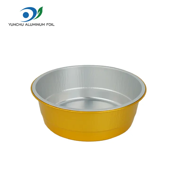 Одноразовые золотые круглые алюминиевые контейнеры фольги Одноразовые золотые круглые алюминиевые контейнеры фольги