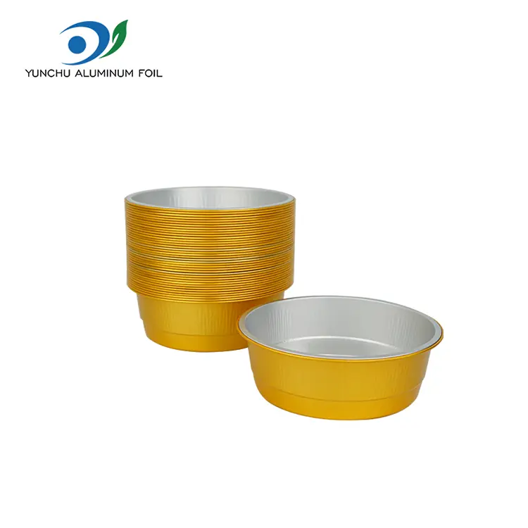 Одноразовые золотые круглые алюминиевые контейнеры фольги