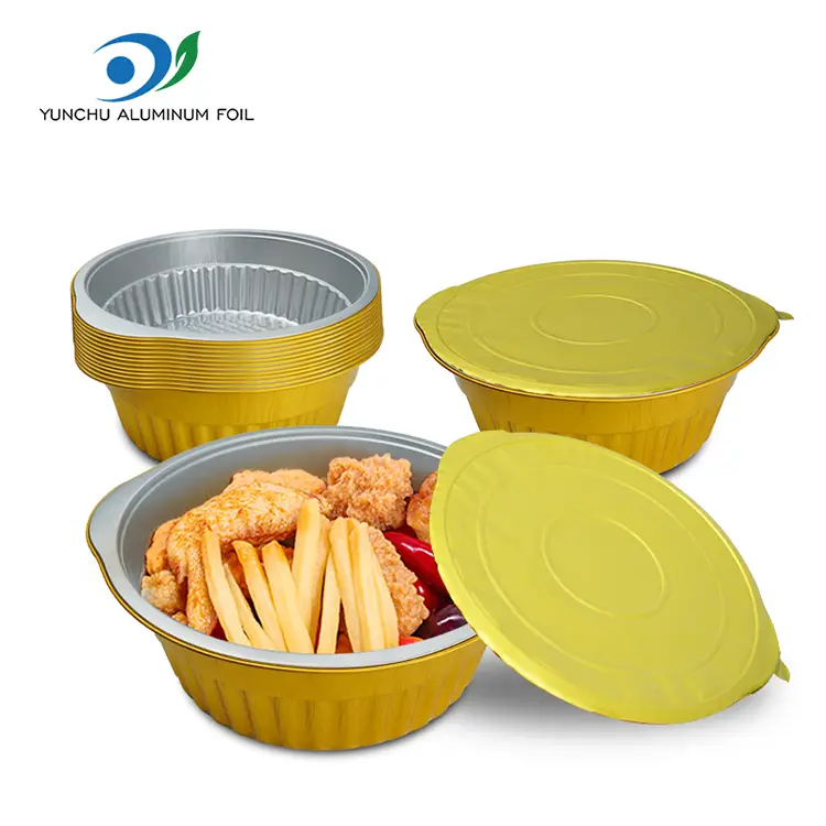 Одноразовый горячий горшок золотой круглый алюминиевая фольга контейнеры Одноразовый горячий горшок золотой круглый алюминиевая фольга контейнеры