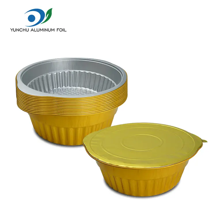 Одноразовый горячий горшок золотой круглый алюминиевая фольга контейнеры