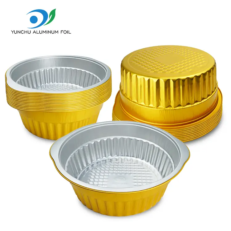 Одноразовый горячий горшок золотой круглый алюминиевая фольга контейнеры