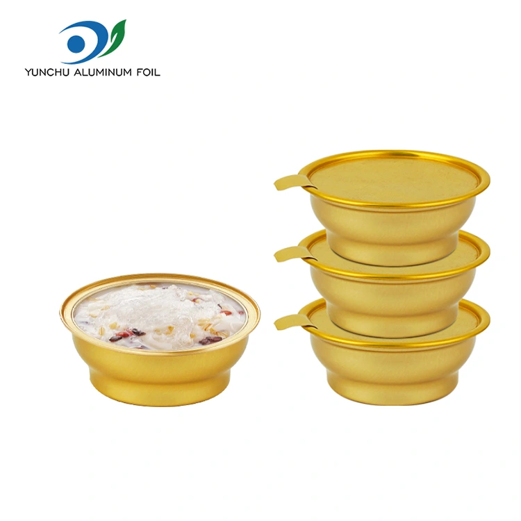 Одноразовая круглая коробка на вынос, маленькая золотая миска, контейнеры из алюминиевой фольги Одноразовая круглая коробка на вынос, маленькая золотая миска, контейнеры из алюминиевой фольги