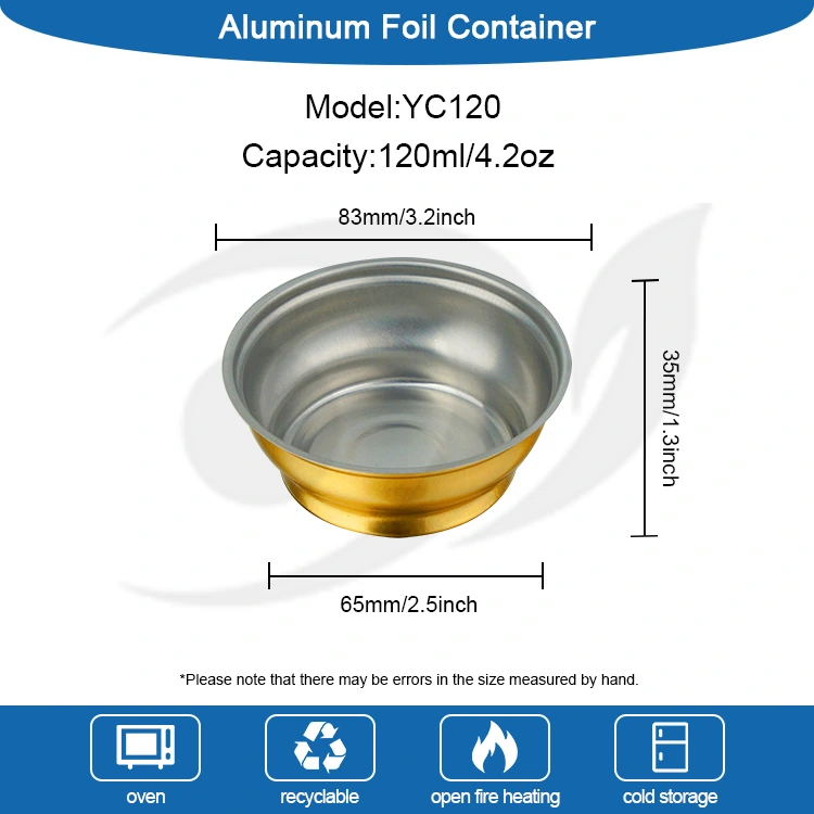Одноразовая круглая коробка на вынос, маленькая золотая миска, контейнеры из алюминиевой фольги