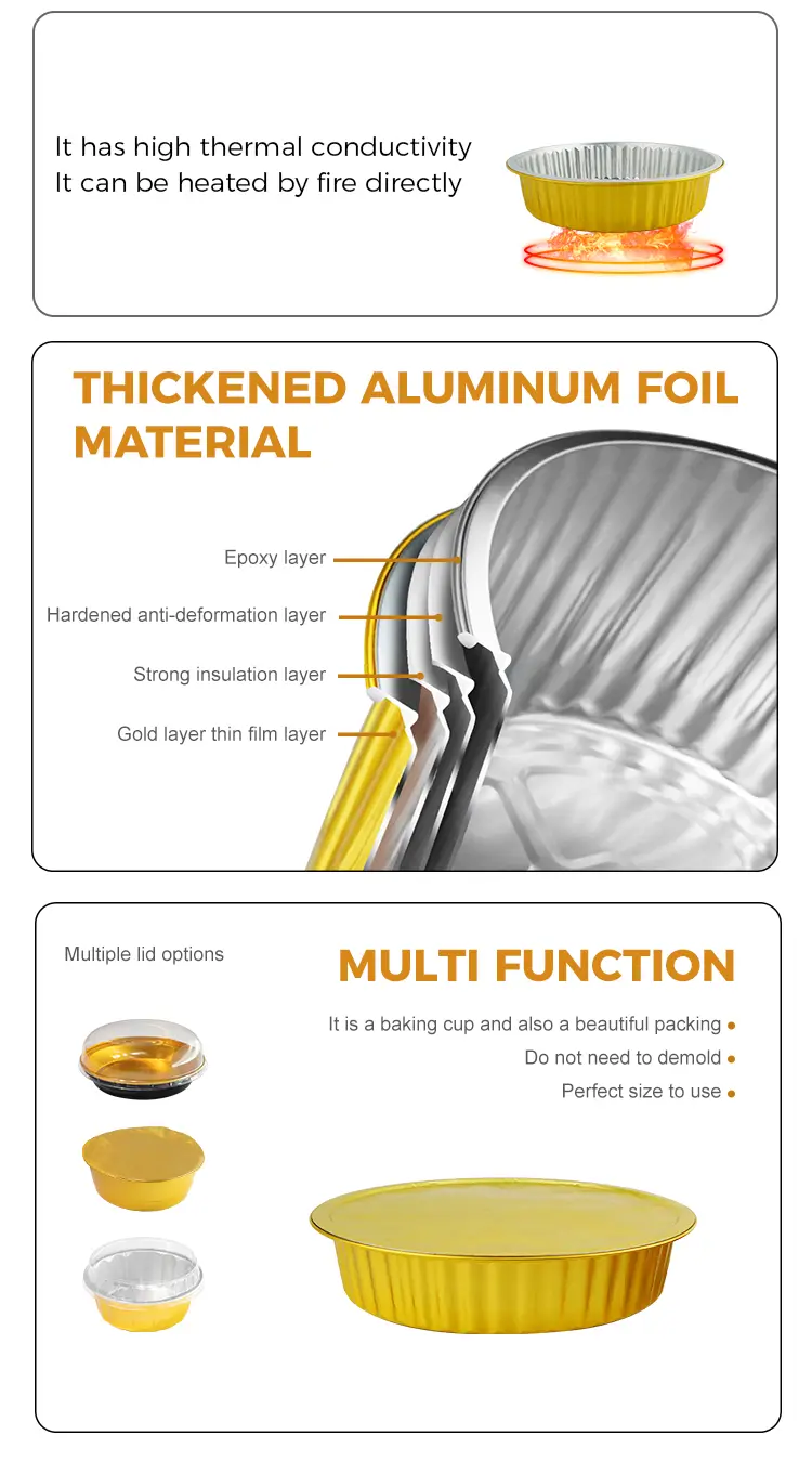 Disposable catering seals gold Aluminum Foil Containers