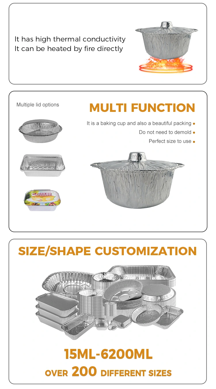 Disposable portable hot pot pots and pans Silver Aluminum Foil Containers 