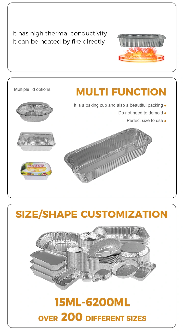 Rectangular baguettes Silver Aluminum Foil Containers