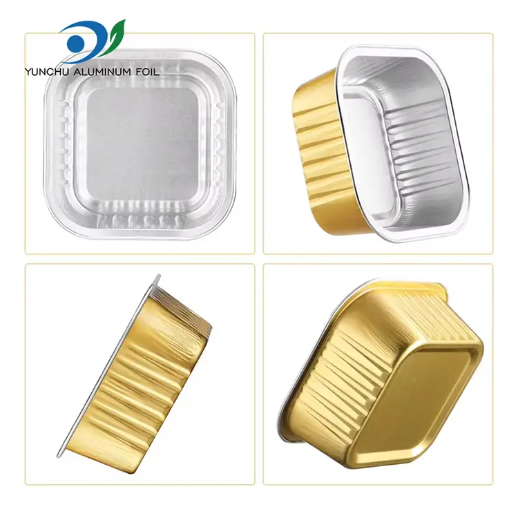 Квадратная выпечка гладкая стеновая алюминиевая фольга контейнеры