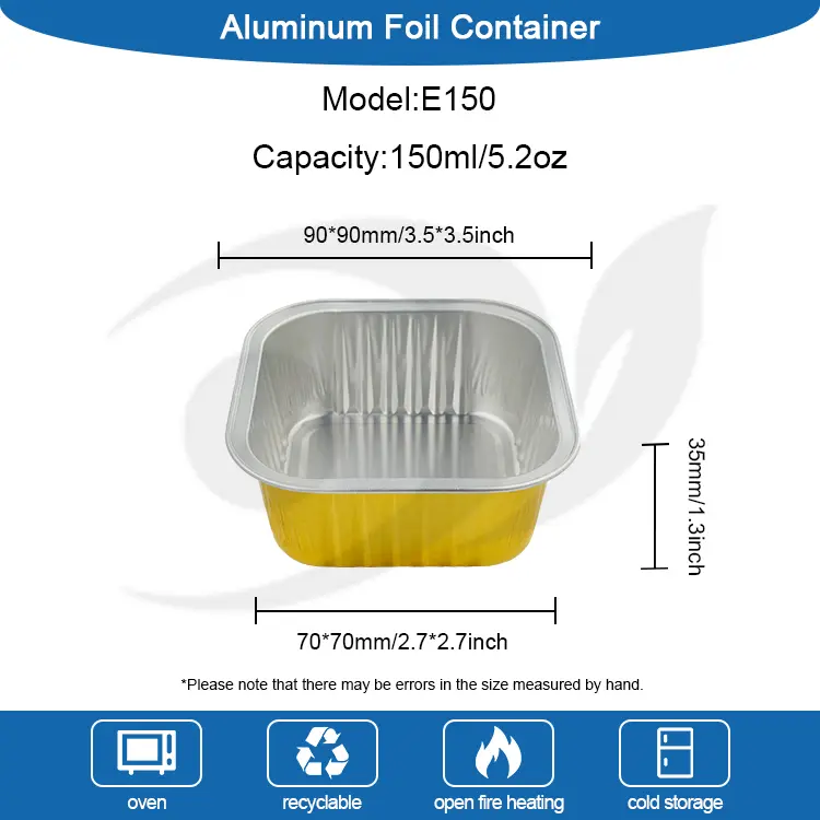 Квадратная выпечка гладкая стеновая алюминиевая фольга контейнеры